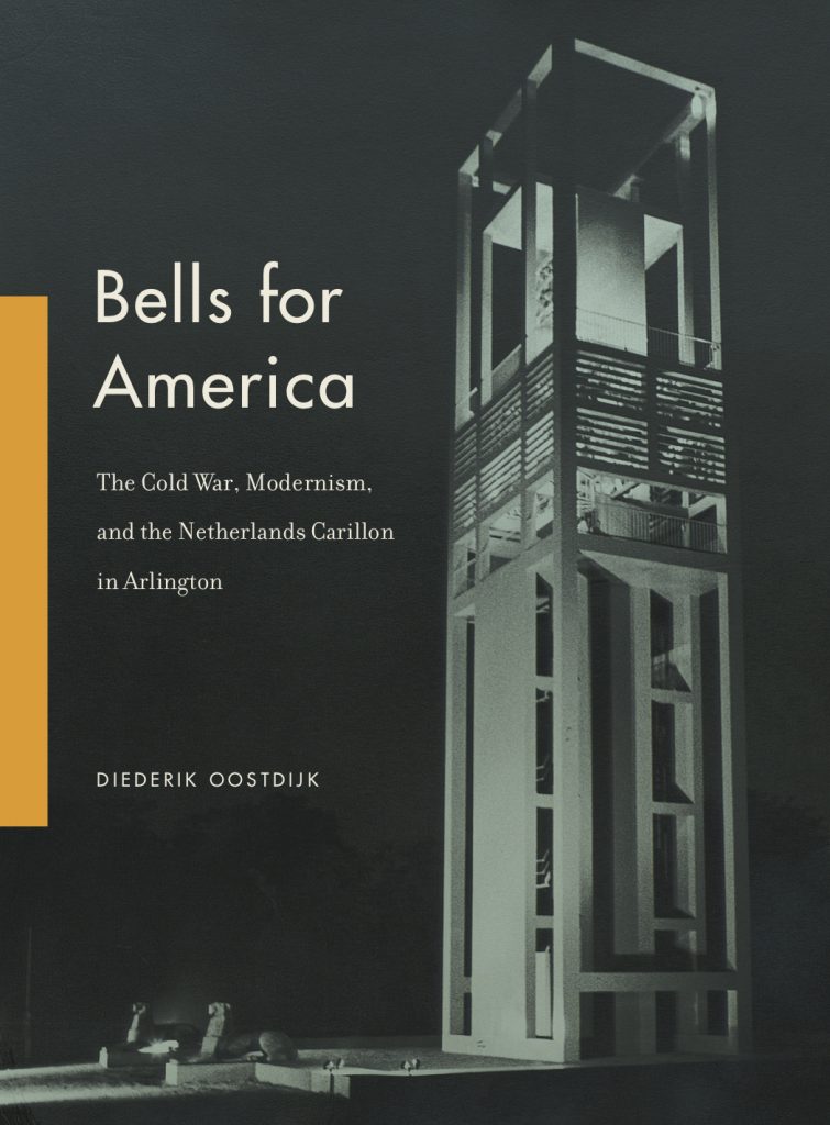 The cover of the book Bells for America. The Netherlands Carillion against a dark background. 