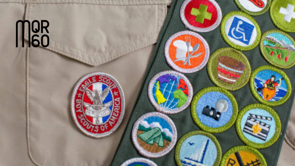 Stock Image of Boy Scout of America Badges with MQR60 Logo